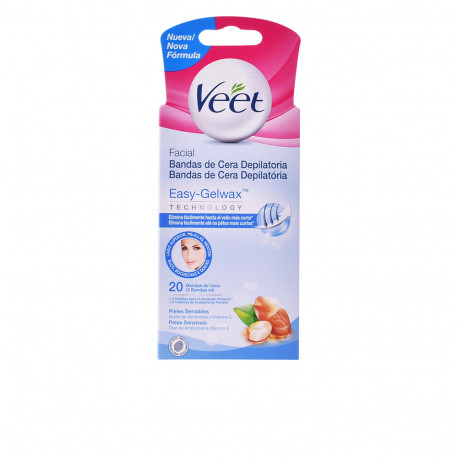 BANDAS DE CERA depilatorias faciales piel sensible 20 uds