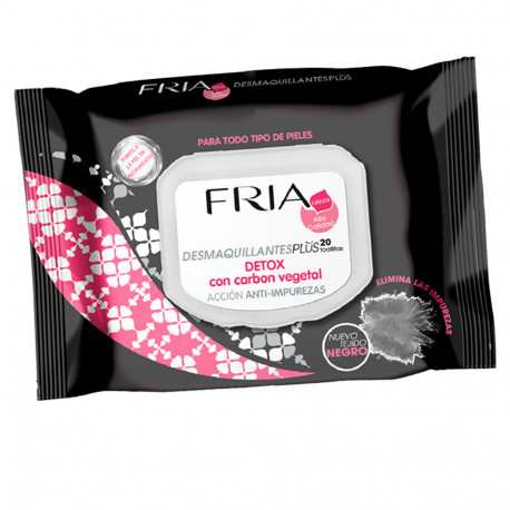 FRIA toallitas desmaquillantes detox carbón impurezas 20 uds