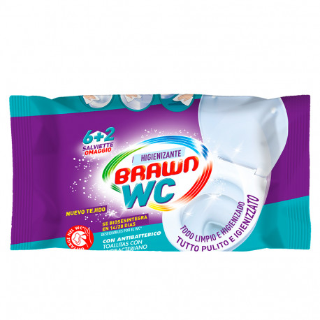 BRAWN SOS WC toallita antibacteriana biodegradable 8 uds