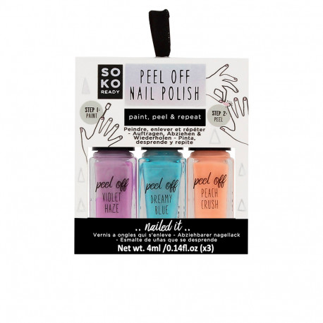 PEEL OFF NAIL POLISH paint, peel & repeat x 3 colours 4 ml,